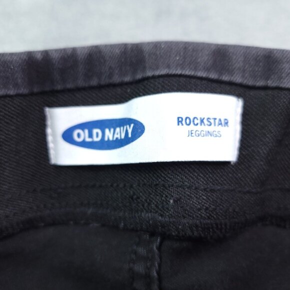 Old Navy Womens Rockstar Pull On Jeggings 14 Black Distressed Frayed Hem - Picture 7 of 8